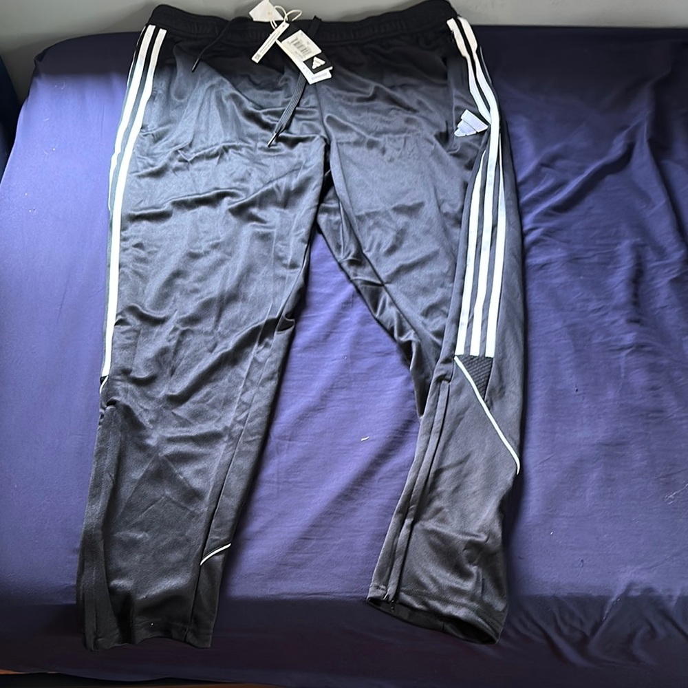 Adidas Black and White Sweatpants with Signature Stripes